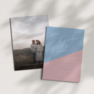 Invitation Photo Whimsical Blue et rose Bébé Genre Reveal