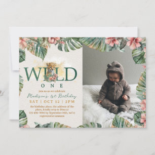Invitation Photo Wild One Baby Boy Premier anniversaire