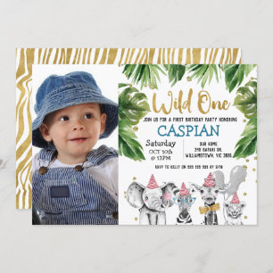 Invitation Photo Wild One Safari 1er anniversaire
