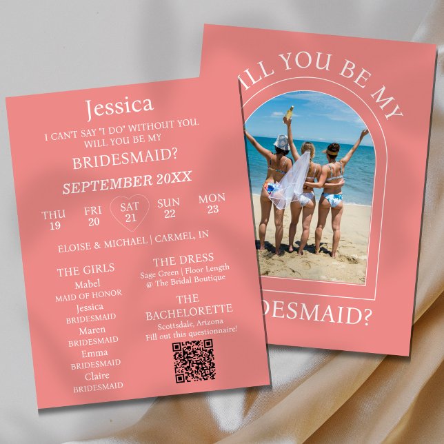 Invitation Photo Will You Be My Bridesmaid Proposal Card (Pop the question to your bridal party with this Photo Will You Be My Bridesmaid Proposal Card! )