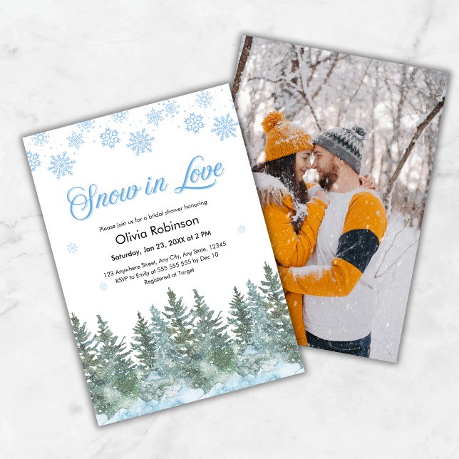Invitation Photo Winter Snow in Love Snowflakes Bridal Shower (Photo Winter Snow in Love Snowflakes Bridal Shower Invitation )