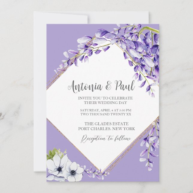 Invitation Photo Wisteria Blooms QR Code Mariage (Devant)