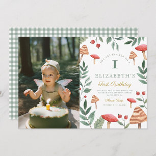 Invitation Photo Woodland forest musroom Premier anniversaire