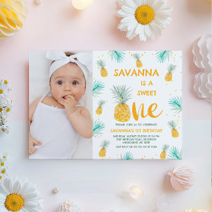 Invitation Photo Yellow Sweet One Ananas 1er anniversaire