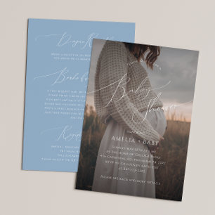 Invitation Photographie bleu Dusty tout en un Baby shower