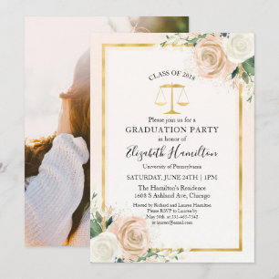 Invitation Photographie de Blush & Foil Gold Law School