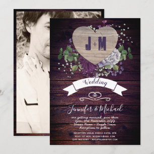 Invitation Photographie de coeur rustique Mariage Inviter Boi