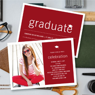Invitation Photographie de Diplômé Minimaliste Fête de Remise