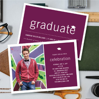 Invitation Photographie de Diplômé Minimaliste Fête de Remise