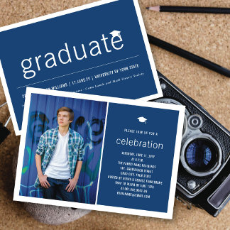 Invitation Photographie de Diplômé Minimaliste Fête de Remise