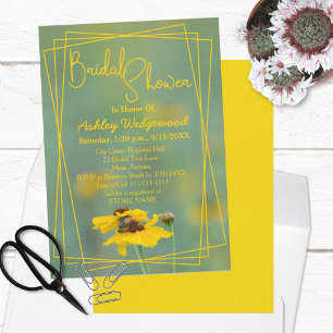 Invitation Photographie de fleur sauvage jaune géométrique pe