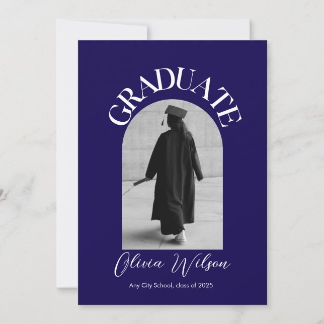Invitation Photographie de graduation moderne en noir et blan (Devant)