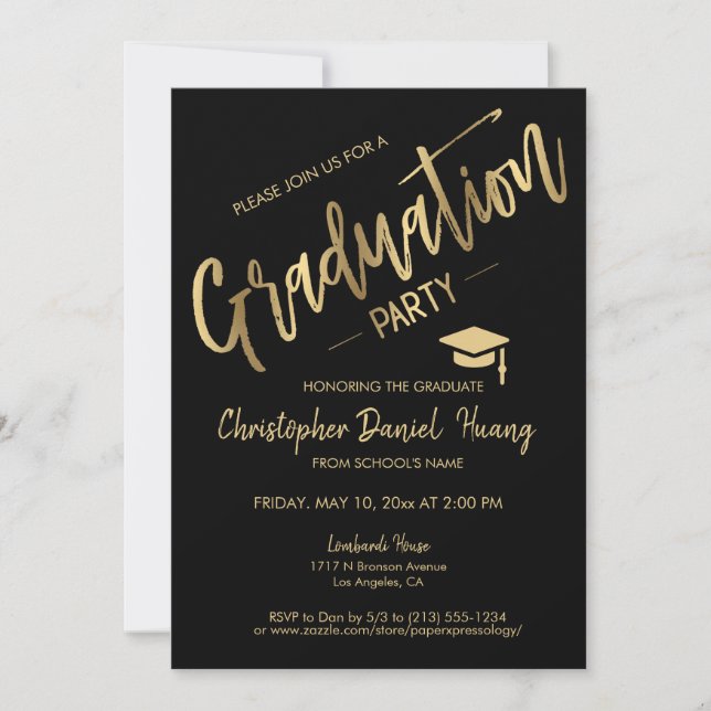 Invitation Photographie de la partie de graduation minimale e (Devant)