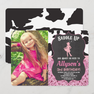 Invitation Photographie de la vache bandante d'anniversaire d