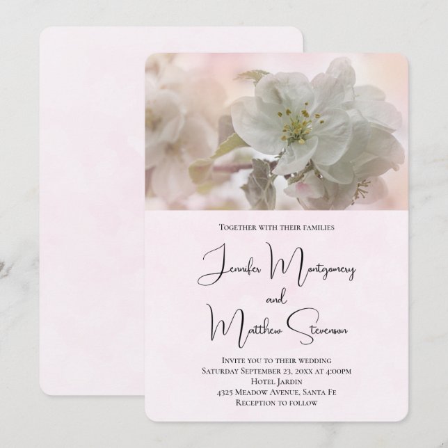 Invitation Photographie de mariage de la floraison de pommier (Devant / Derrière)