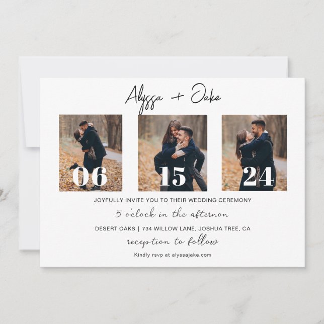 Invitation Photographie De Mariage Moderne Minimale Enregistr (Devant)
