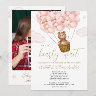Invitation Photographie d'ours en peluche pour Baby Shower de