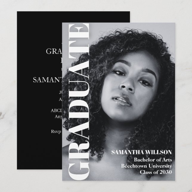 Invitation Photographie esthétique du diplôme (Devant / Derrière)