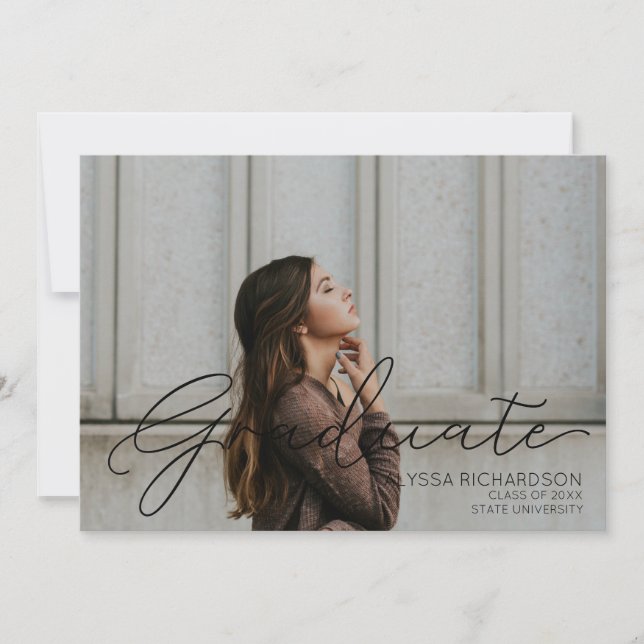 Invitation Photographie et écriture manuscrite noire Typograp (Devant)