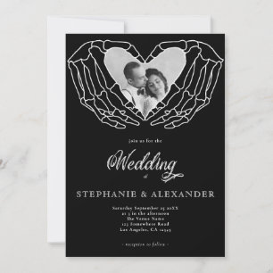 Invitation Photographie gothique noire moderne Squelette Mari