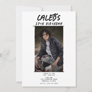 Invitation Photographie minimaliste blanche Fête d'anniversai