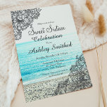 Invitation Photographie moderne de plage fleurie boho Sweet 1<br><div class="desc">Célébrez et invitation avec des amis à votre anniversaire de sweet sixteen avec ce thème élégant et moderne en Sweet sixteen girly avec mandala en dentelle de couleur noire et boho dessinée à la main sur une photographie de plage moderne</div>