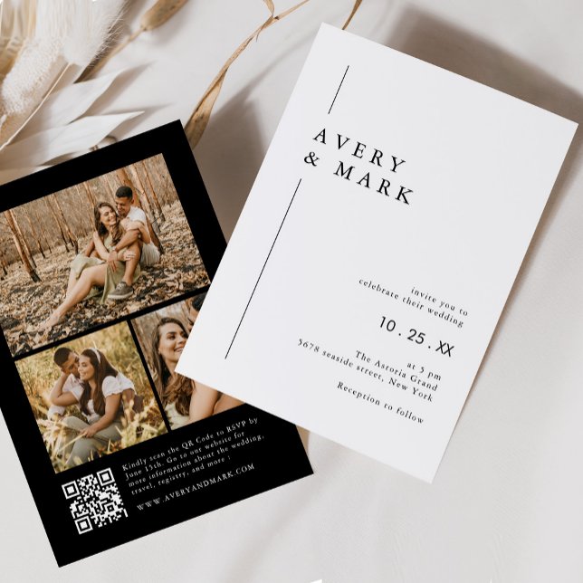 Invitation Photographie moderne en noir et blanc Collage de c (Créateur téléchargé)