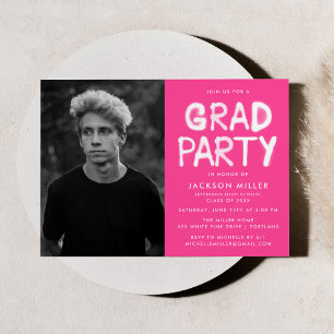 Invitation Photographie moderne Hot Pink Spray Paint Party Gr