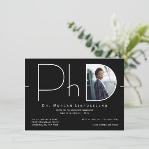 Invitation Photographie noir blanc moderne Doctorat
