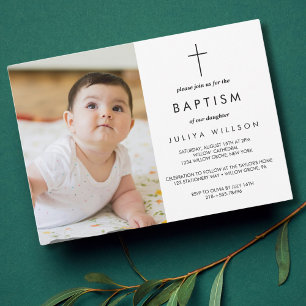 Invitation Photographie noir chic du baptême
