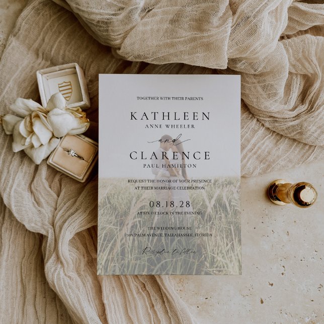 Invitation Photographie noir et blanc classique Mariage éléga (Créateur téléchargé)