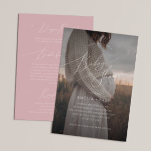 Invitation Photographie Whimsical Dusty Rose tout en un Baby