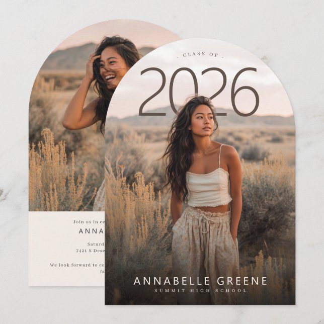 Invitation PhotoPop Modern Arch Photo Graduation Party (Devant / Derrière)