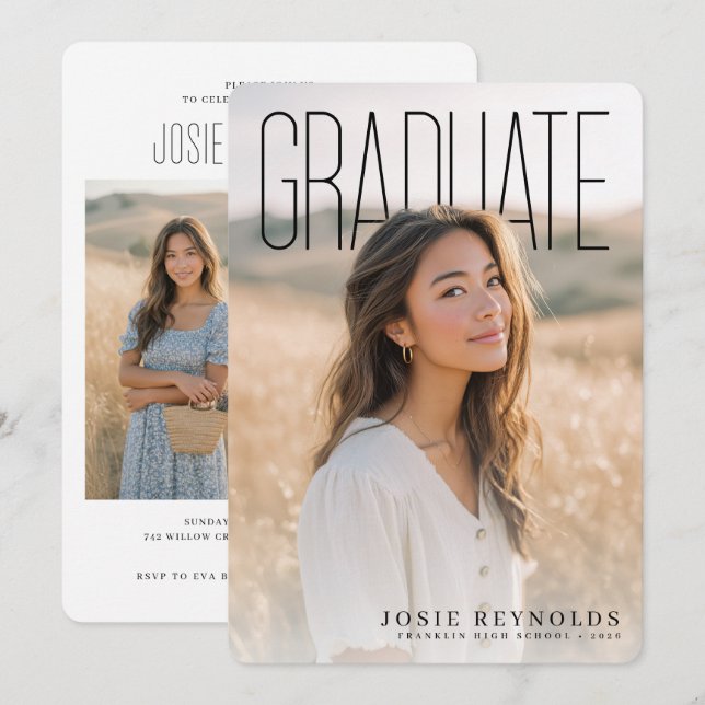 Invitation PhotoPop Modern Photo Collage Graduation Party (Devant / Derrière)