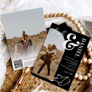 Invitation Photos caractères gras caractères arc noir mariage