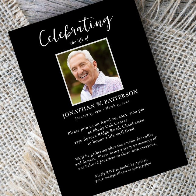 Invitation Photos de célébration de vie classique avec poème  (Créateur téléchargé)