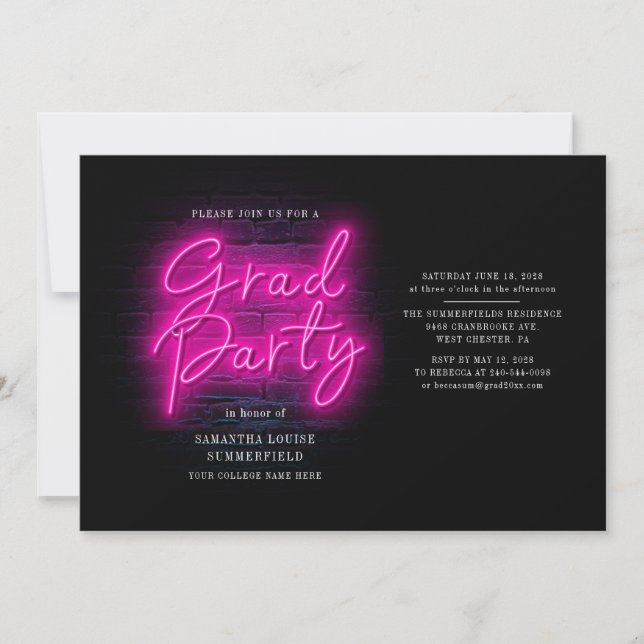 Invitation Photos de fin d'année Pink 2025 Graduation Party (Devant)