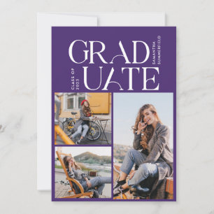 Invitation Photos de Graduation Purple Graduate 2025 Party