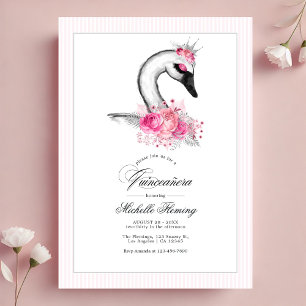 Invitation Photos de Quinceañera rose rose blanche