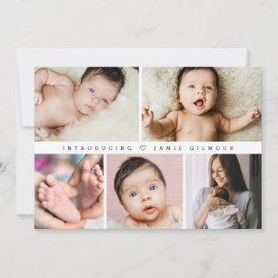 Invitation Photos de statistiques de naissance de bébé Collag