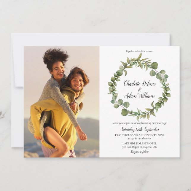 Invitation Photos de verdure eucalyptus botanique pour mariag (Devant)