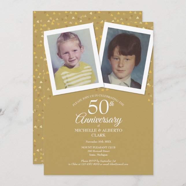 Invitation Photos d'enfance pour 50e anniversaire de mariage  (Devant / Derrière)