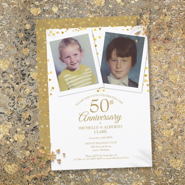 Invitation Photos d'enfance pour le 50e anniversaire de maria (50th Golden Wedding Anniversary Childhood Photos Invitation)