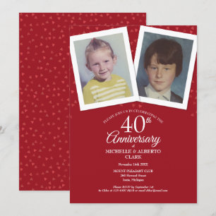 Invitation Photos d'enfance pour les 40 ans de mariage rubis
