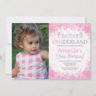 Invitation Photos d'hiver Onederland Girl 1er Birthday