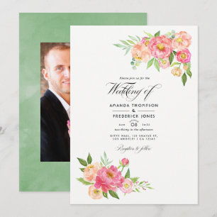 Invitation Photos du Mariage de l'aquarelle de printemps