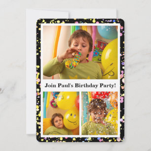 Invitation Photos personnalisables Confetti Design Anniversai