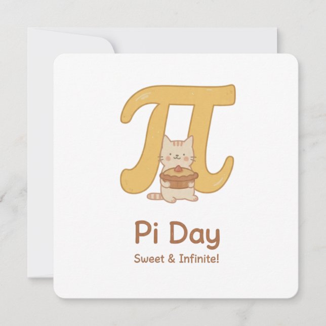 Invitation Pi Day Cute Cat Postcard – Sweet & Infinite | Math (Devant)