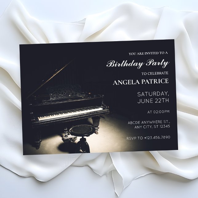 Invitation Piano à queue vintage pour anniversaire (Créateur téléchargé)