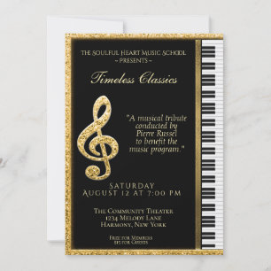 Invitation Piano Considérant Gold Baby Grand
